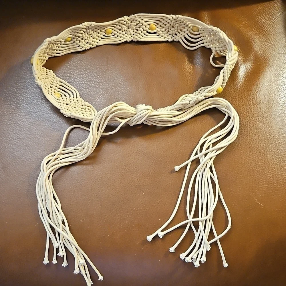 3/$30 HANDMADE Macrame Beaded Festival Rope Sash Belt